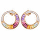 18K gold rainbow art deco stud earrings for women