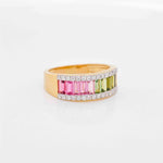 18K Gold Bi Color Tourmaline Diamond Band Ring - Vaibhav Dhadda Jewelry