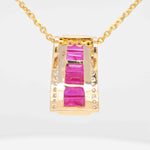 18K Gold Ruby Art Deco Pyramid Diamond Set - Vaibhav Dhadda Jewelry