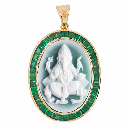 Carved emerald pendant