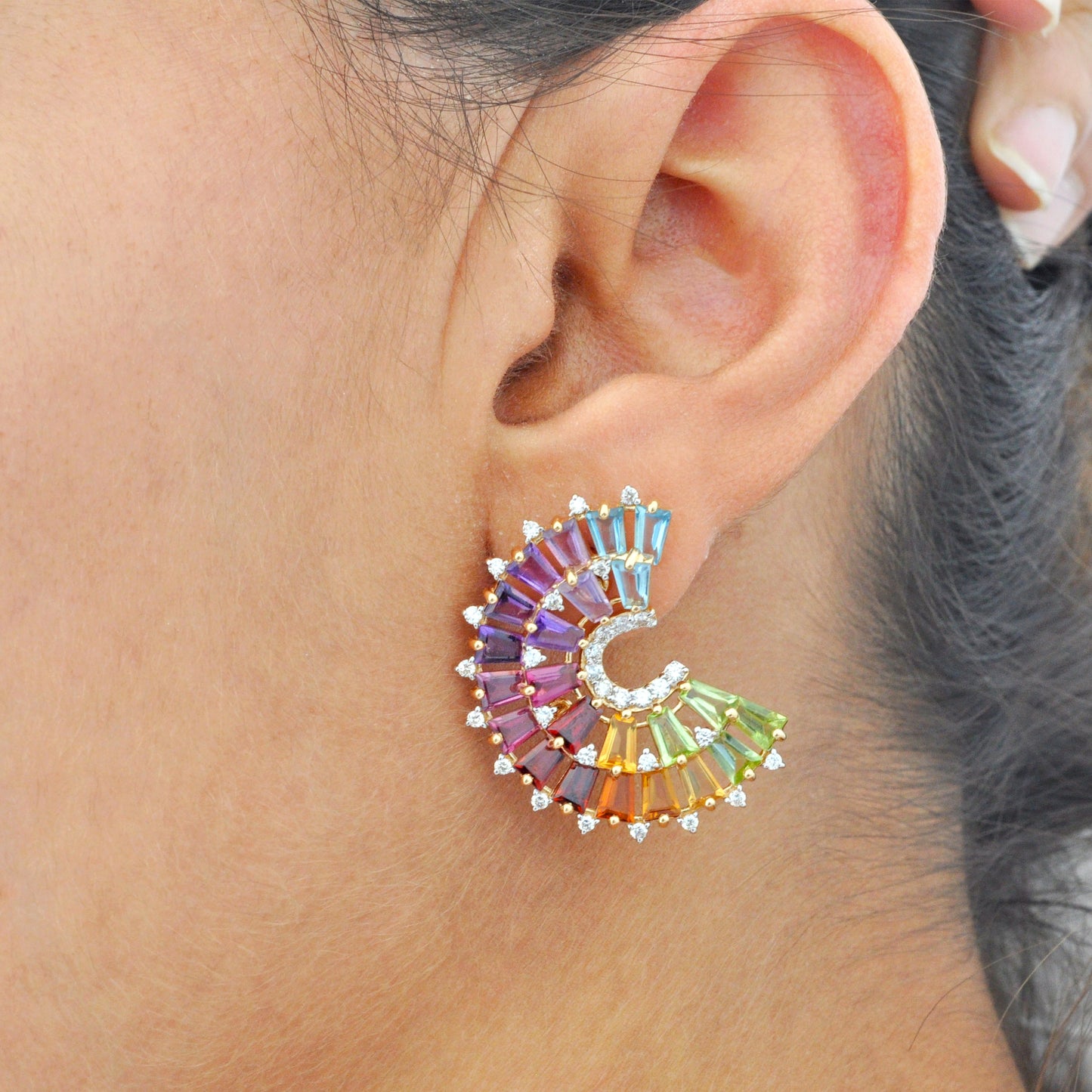 Rainbow Orbit Diamond Earrings