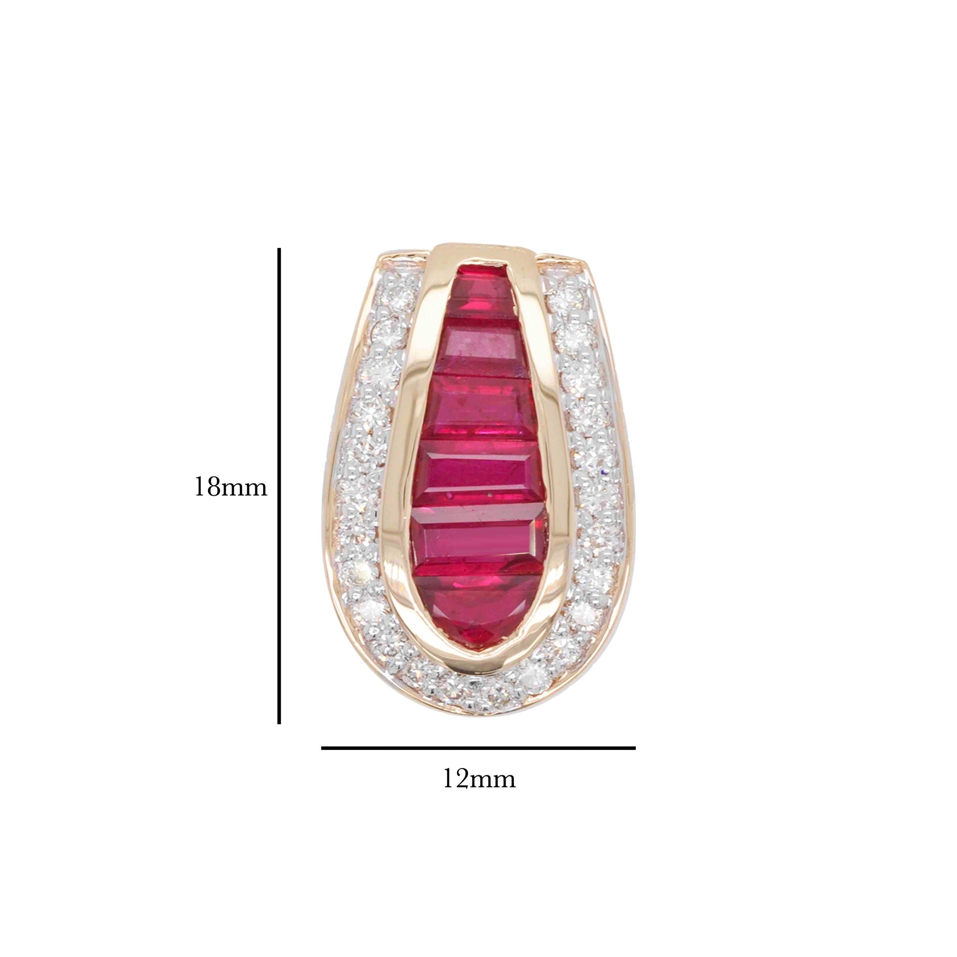 18K Gold Ruby Tapered Baguette Art Deco Diamond Pendant Necklace - Vaibhav Dhadda Jewelry