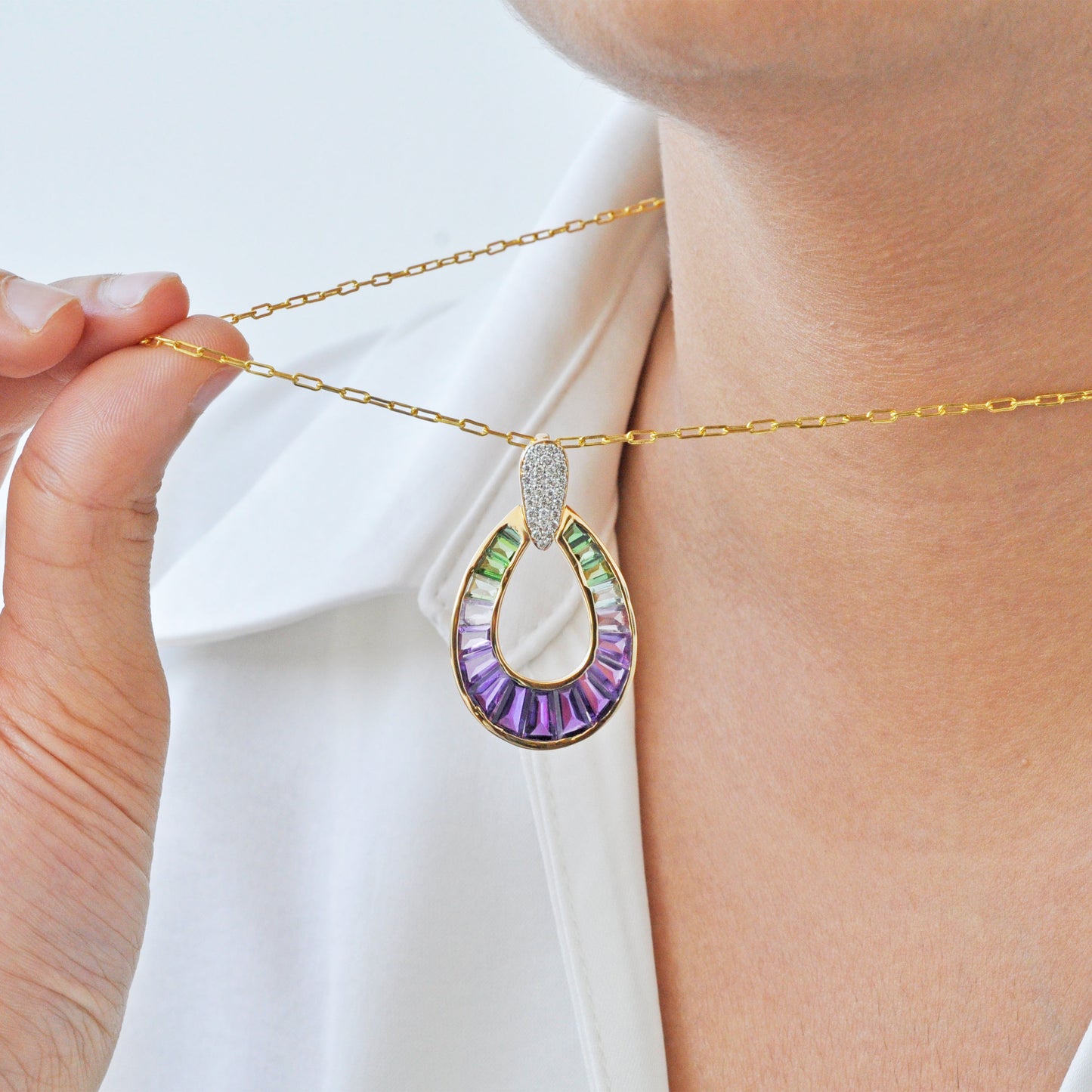 Doorknocker Amethyst Green Tourmaline Pendant