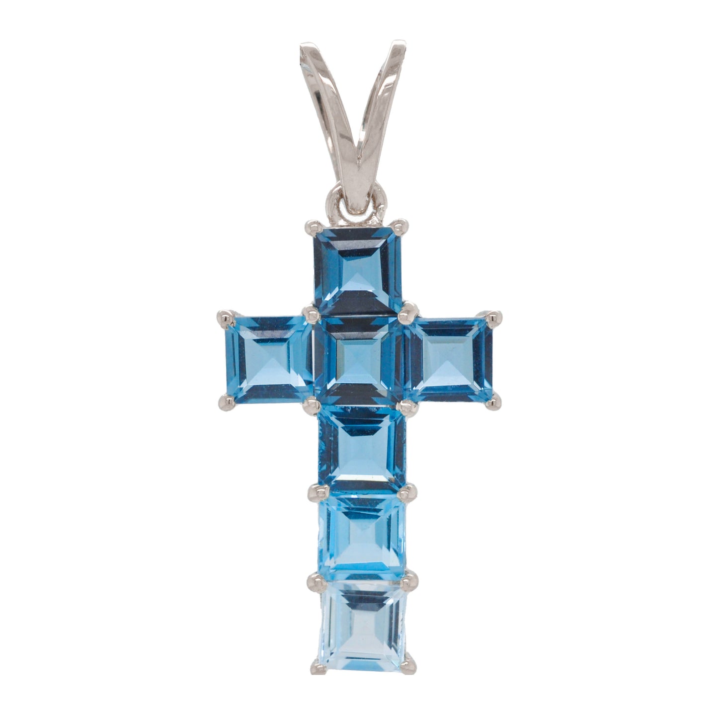 Linear Blue Topaz Cross Pendant