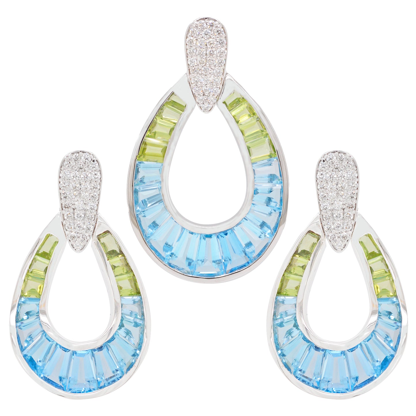 Doorknocker Blue Topaz Peridot Set