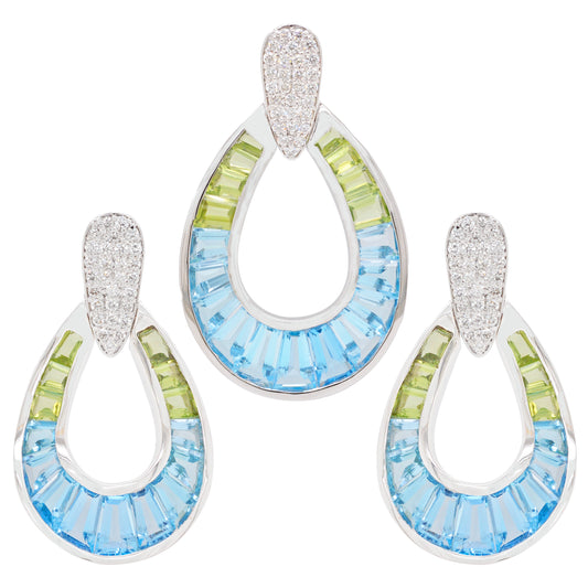 Doorknocker Blue Topaz Peridot Set