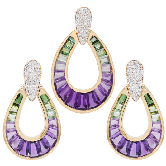 Doorknocker Amethyst Green Tourmaline set