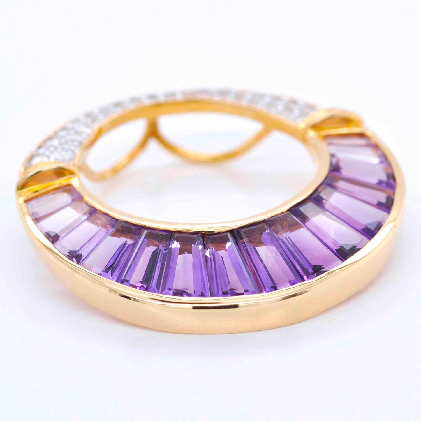 amethyst and diamond 18k yellow gold gold pendant