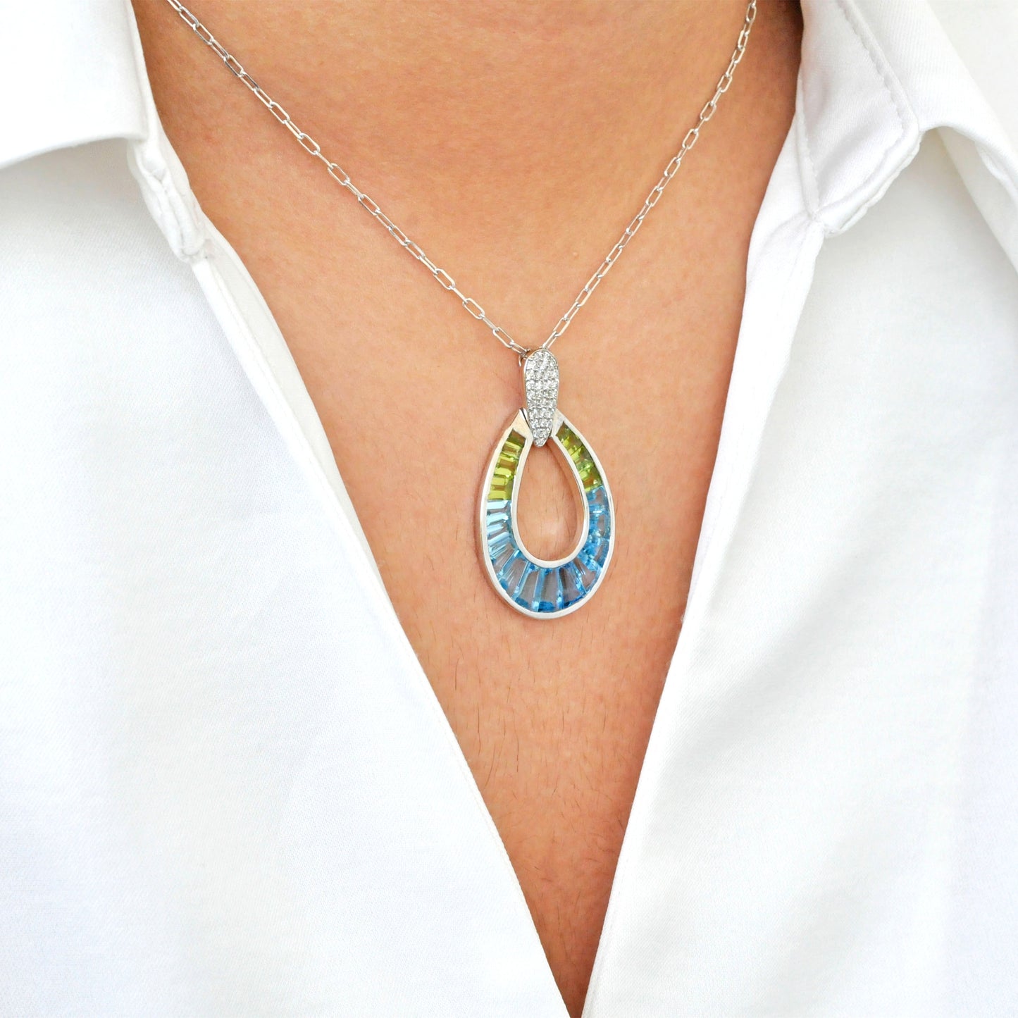 Doorknocker Blue Topaz Peridot Pendant