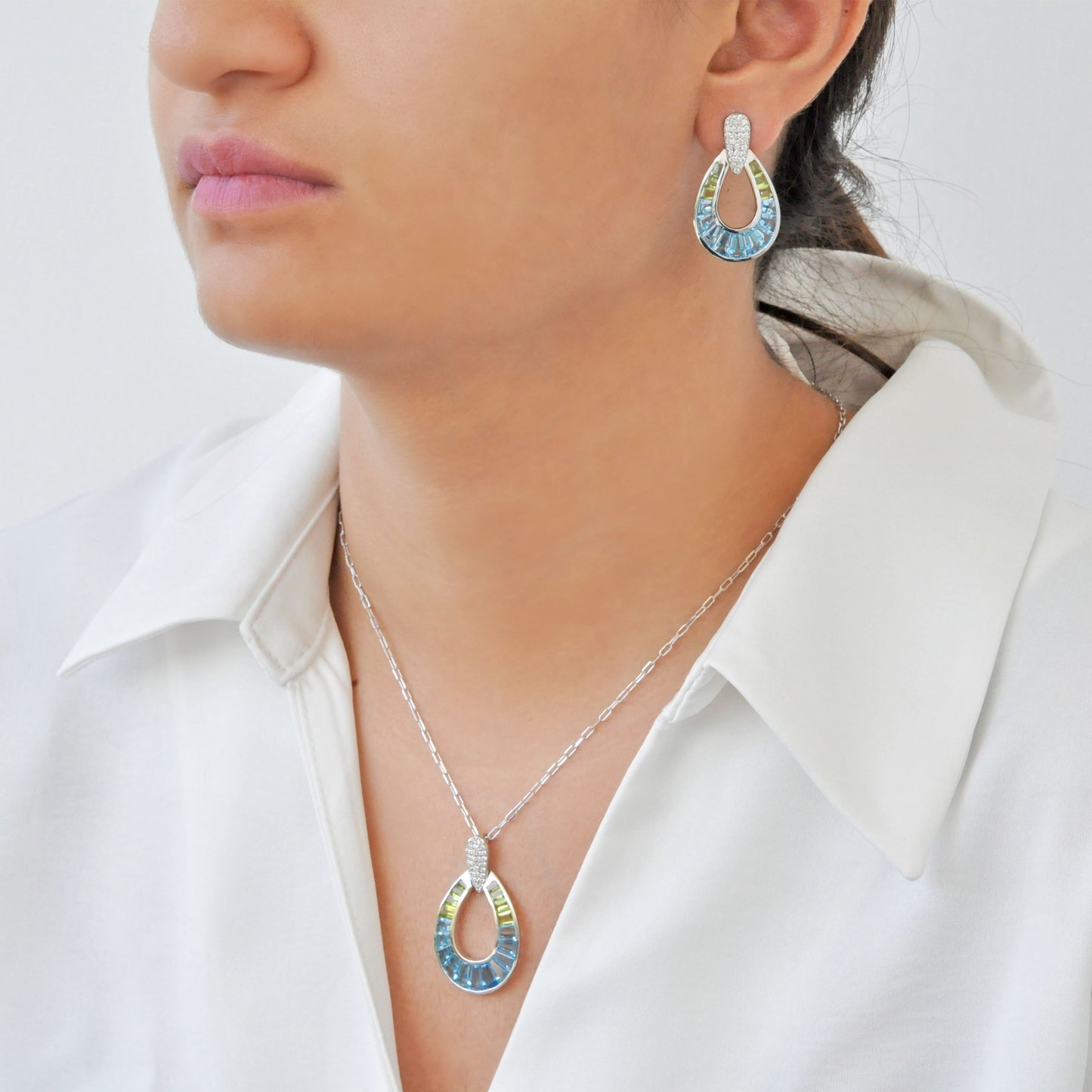 Doorknocker Blue Topaz Peridot Set