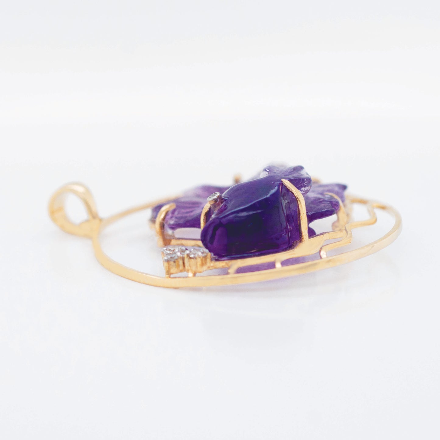 Hand Carved Amethyst Fish Pendant