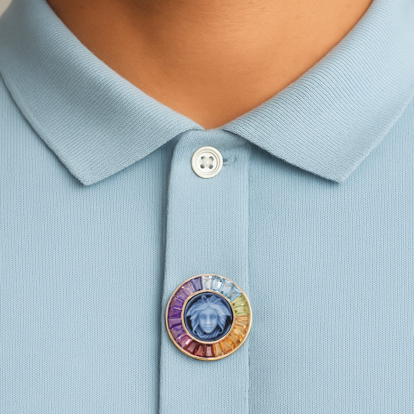 Cameo Versace Medusa Rainbow Shirt Button