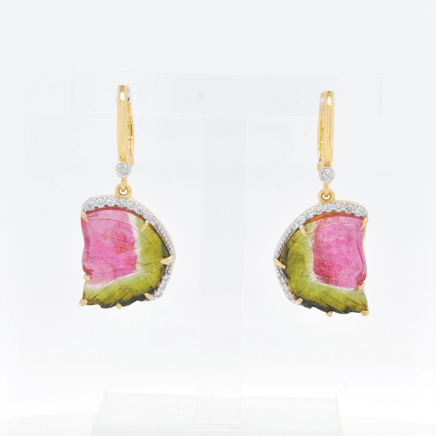Hand-Carved Watermelon Tourmaline Earrings