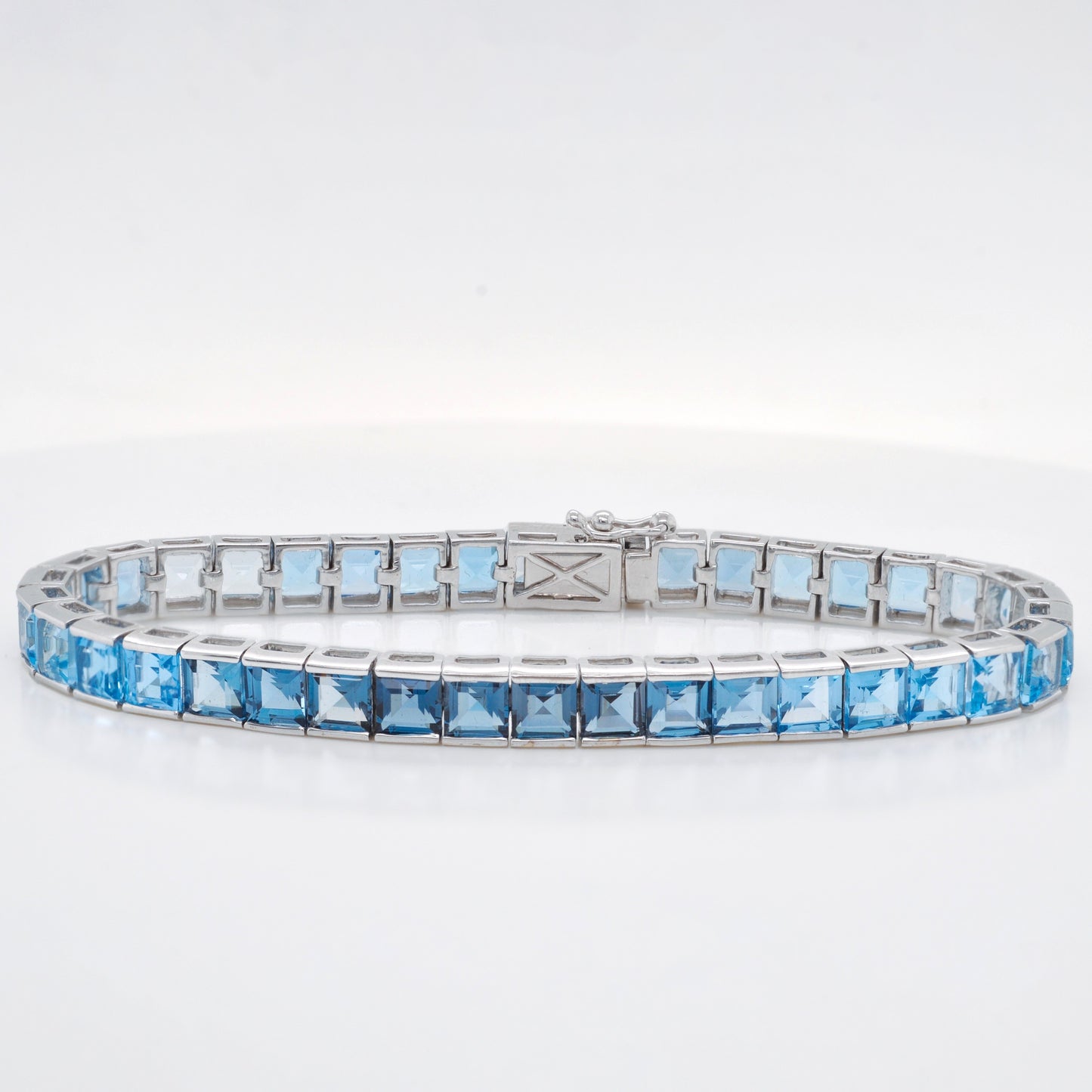 Tennis Bracelet - Blue Topaz Square Edition