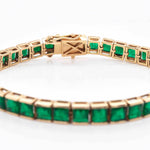 18K Gold Square Zambian Emerald Art Deco Tennis Bracelet - Vaibhav Dhadda Jewelry