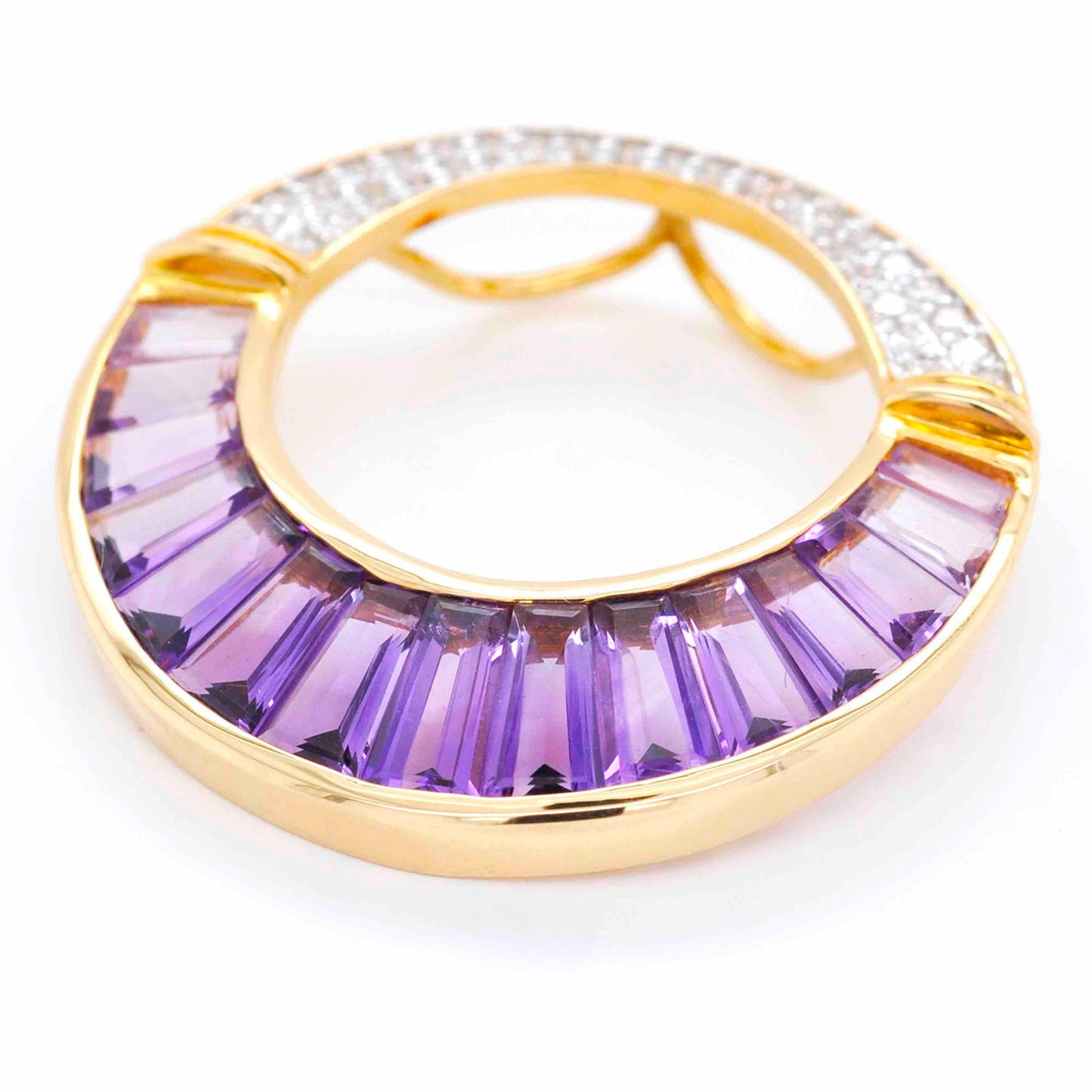 Amethyst diamond pendant brooch