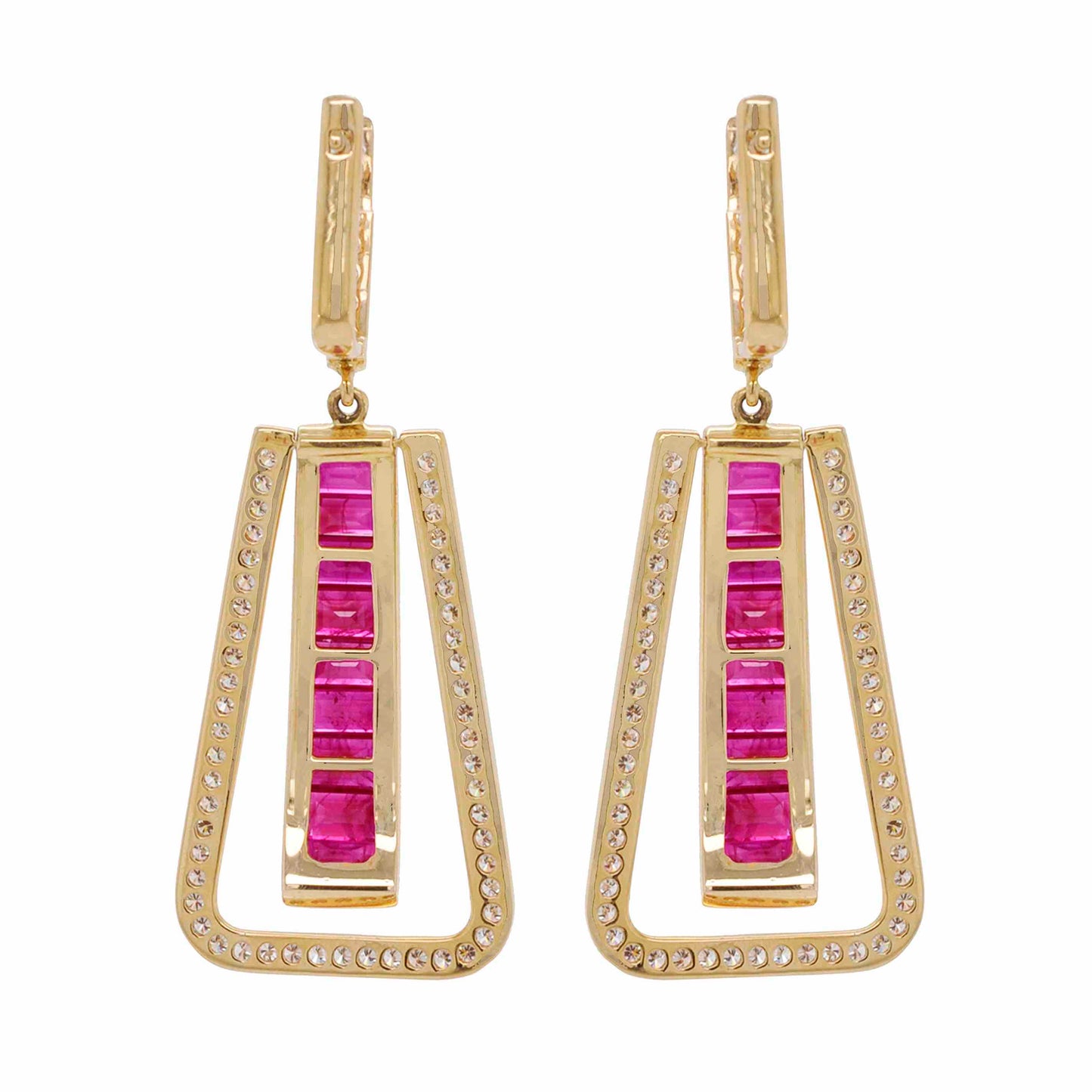 Linear ruby dangle earrings