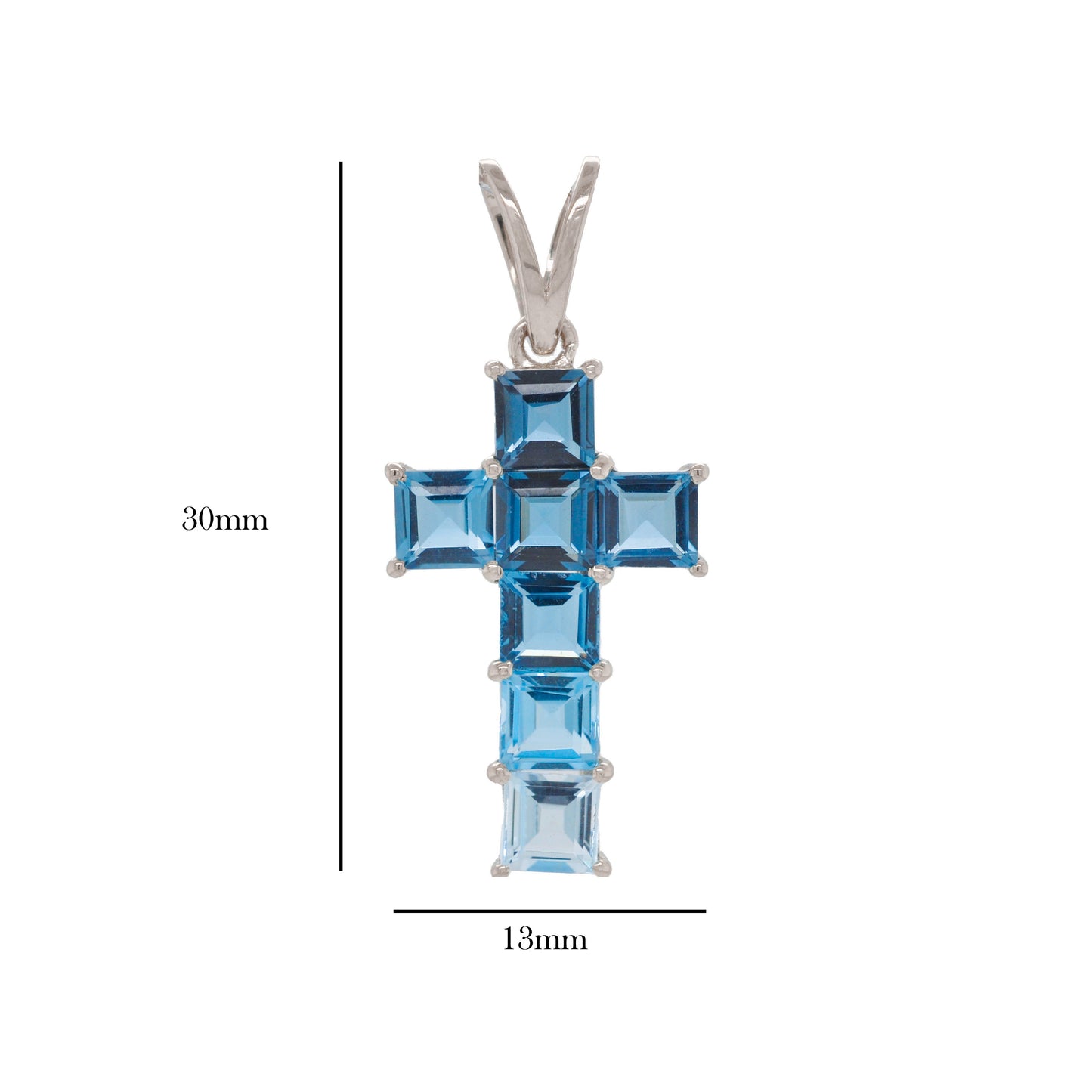 Linear Blue Topaz Cross Pendant