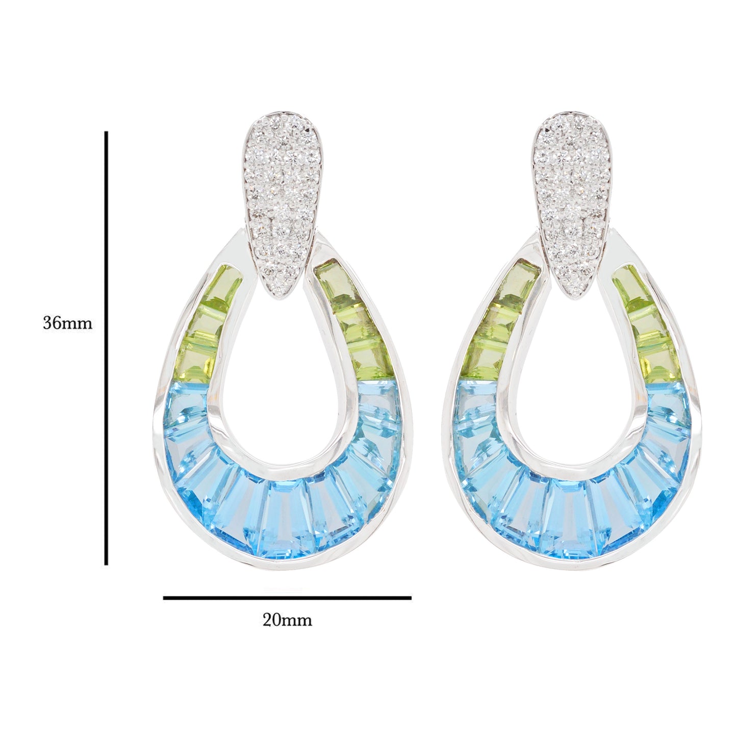 Doorknocker Blue Topaz Peridot Earring