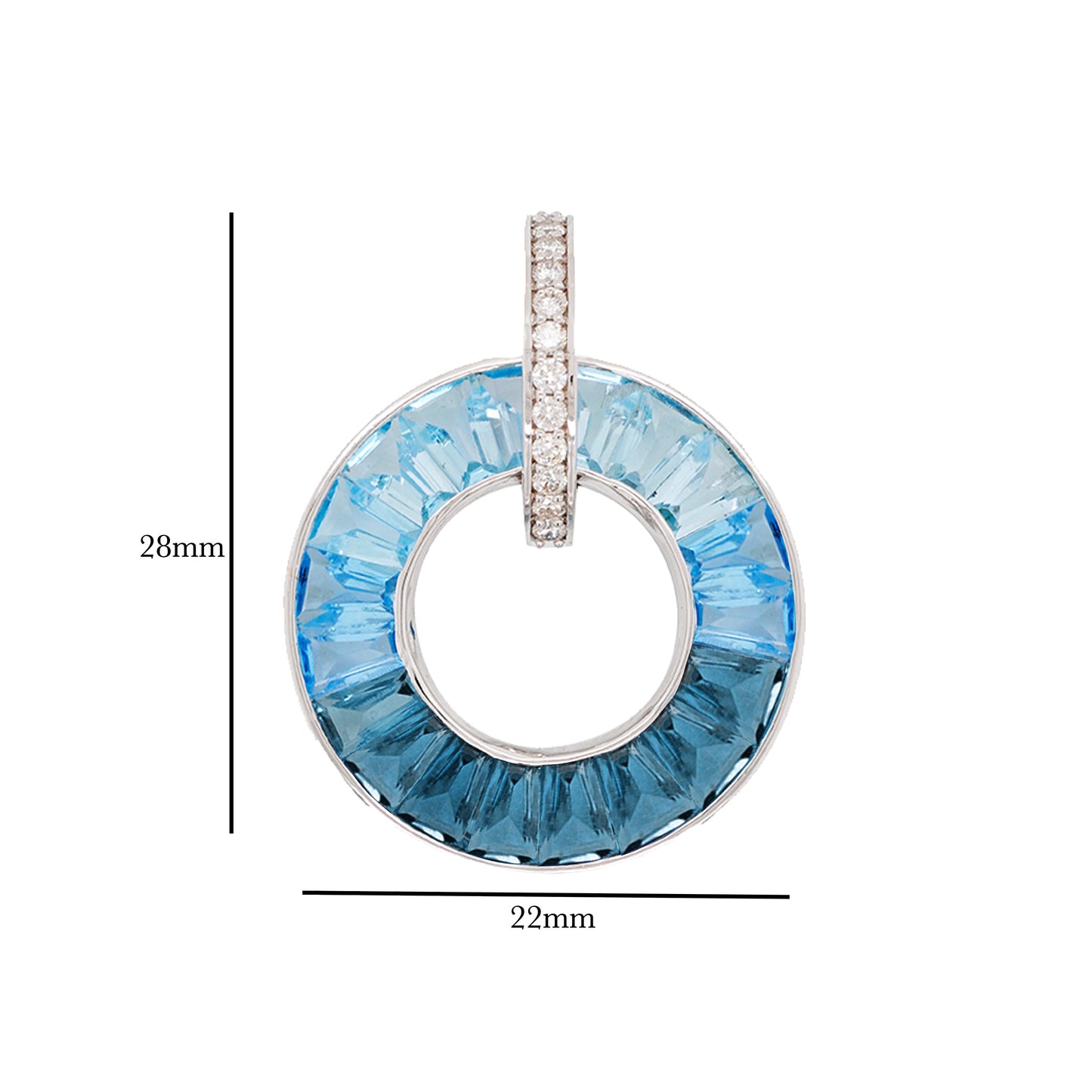 Circle Blue Topaz Diamond Pendant