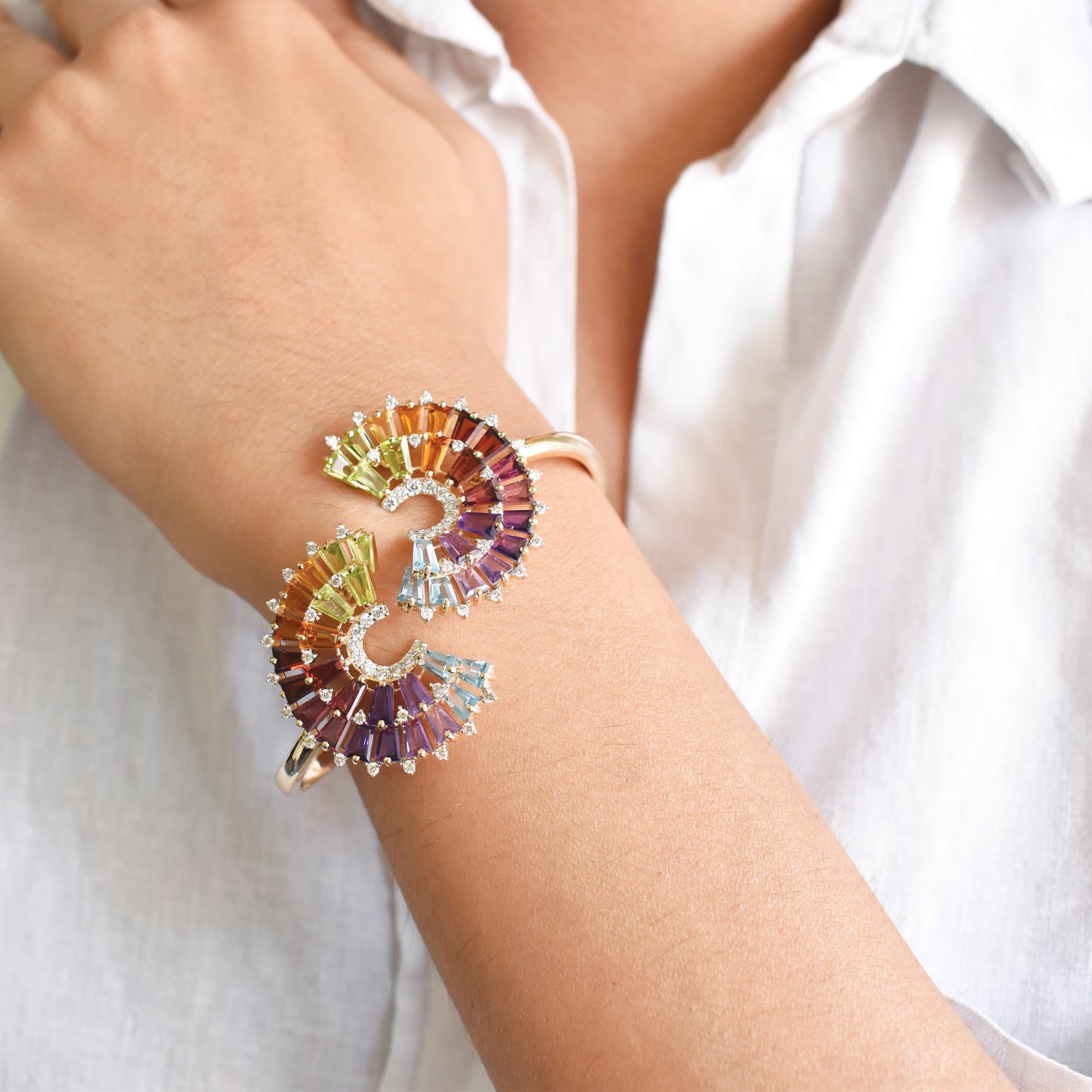 Rainbow Cuff Tapered Bracelet