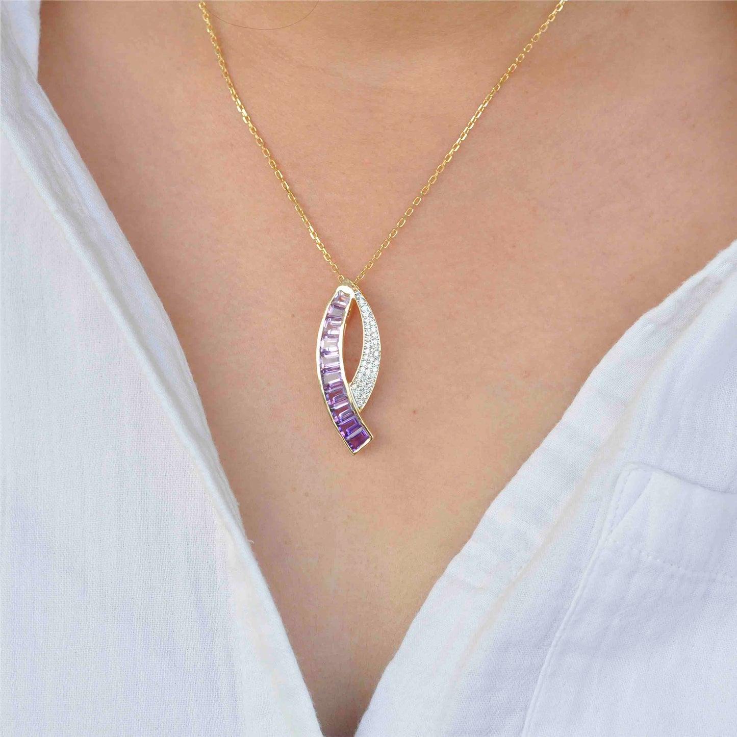 Amethyst Diamond Necklace for Women