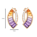 Elegant ametrine birthstone jewelry set with sickle pendant and earrings by Vaibhav Dhadda, crafted for modern minimalist style