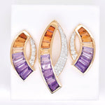 Vaibhav Dhadda Ametrine Sickle Pendant Earrings Set – handcrafted fine jewelry with crescent-shaped bi-color ametrine stones