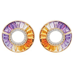 Ametrine Curve Earrings with Amethyst and Citrine Tapered Baguettes in 3D Circular Design