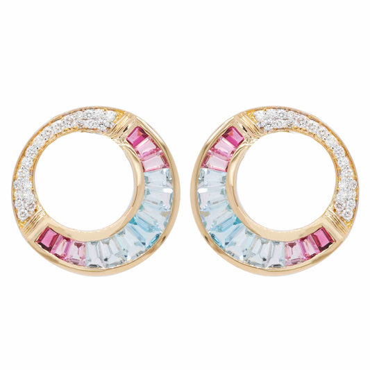 Aquamarine pink tourmaline earrings