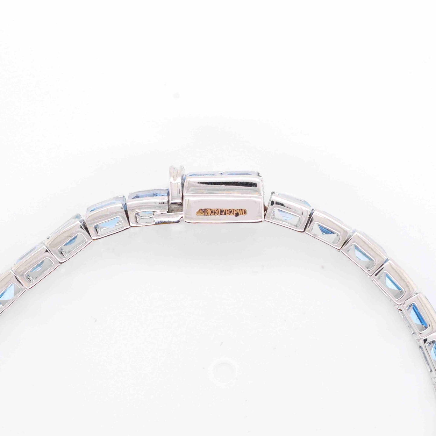 18K White Gold Blue Topaz Art Deco Tennis Line Bracelet - Vaibhav Dhadda Jewelry