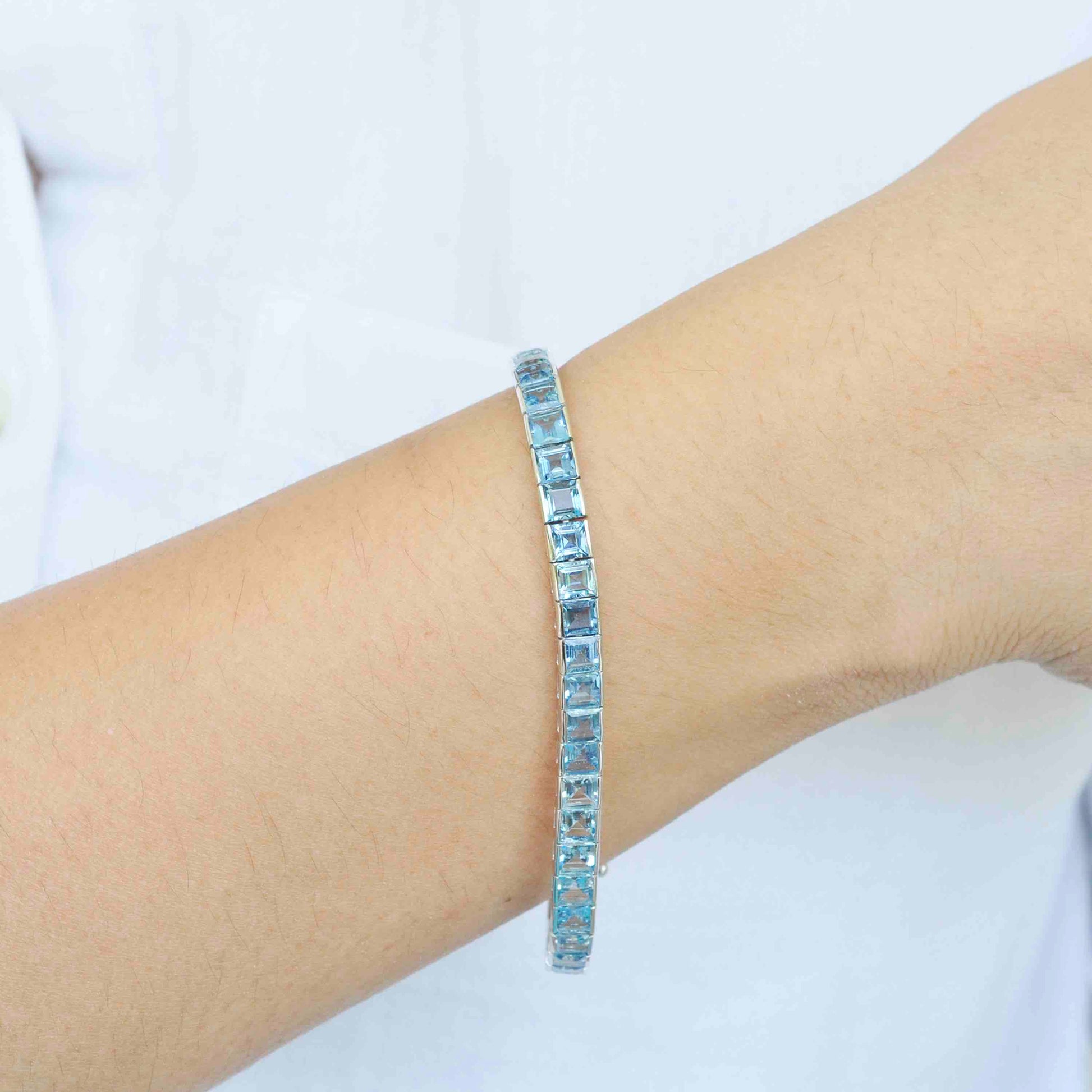 blue topaz birthstone bracelet