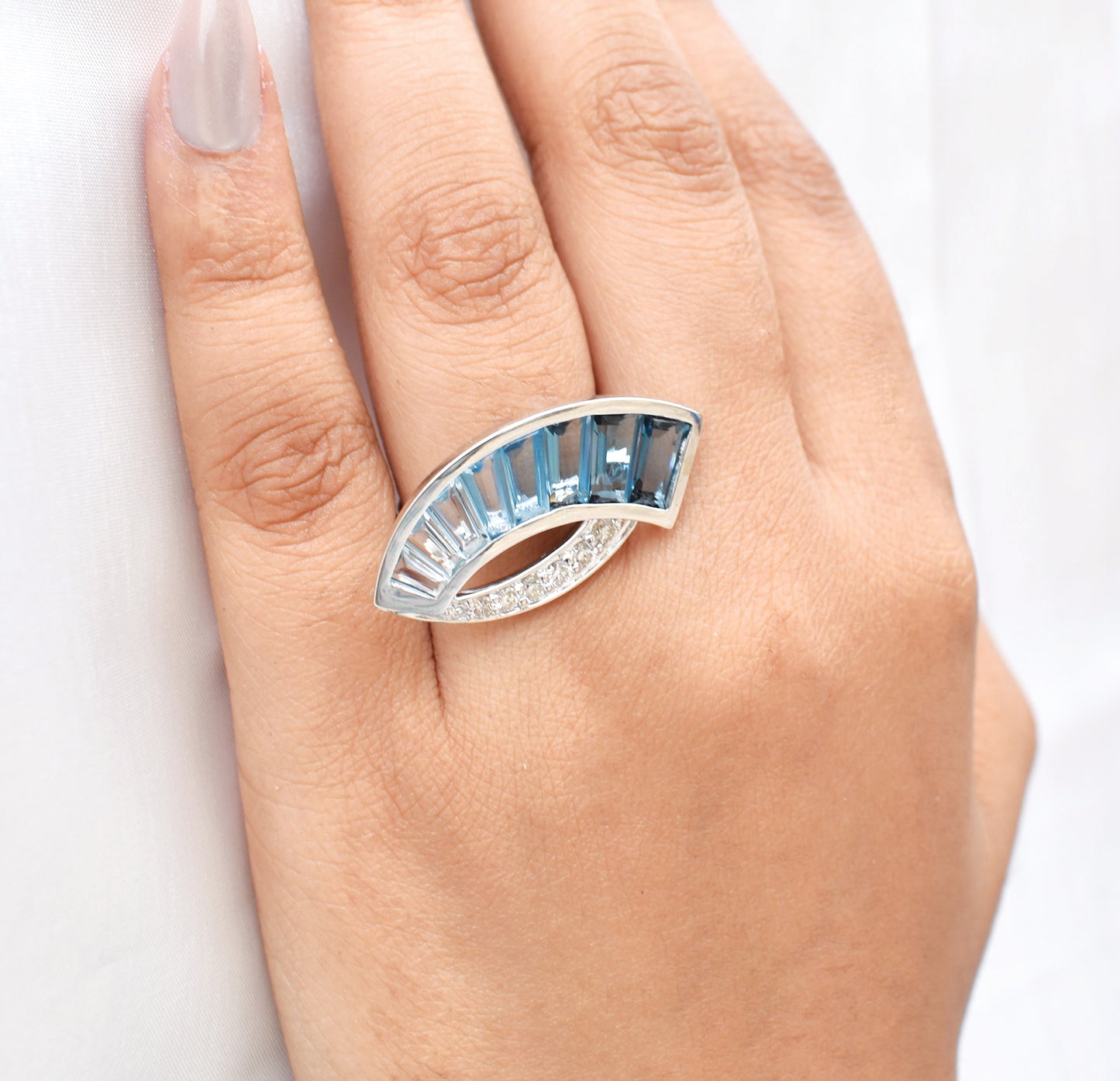Blue Topaz Sickle Ring