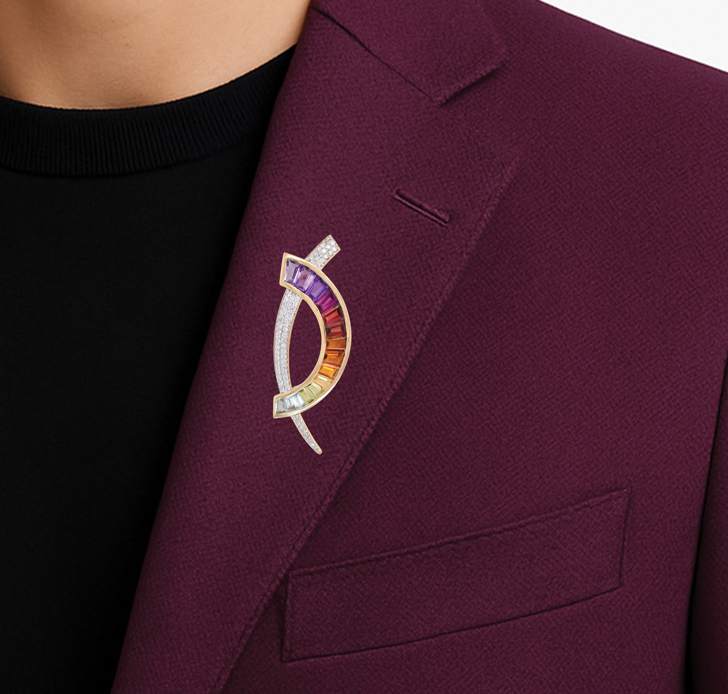 Signature D Diamond Pendant Brooch