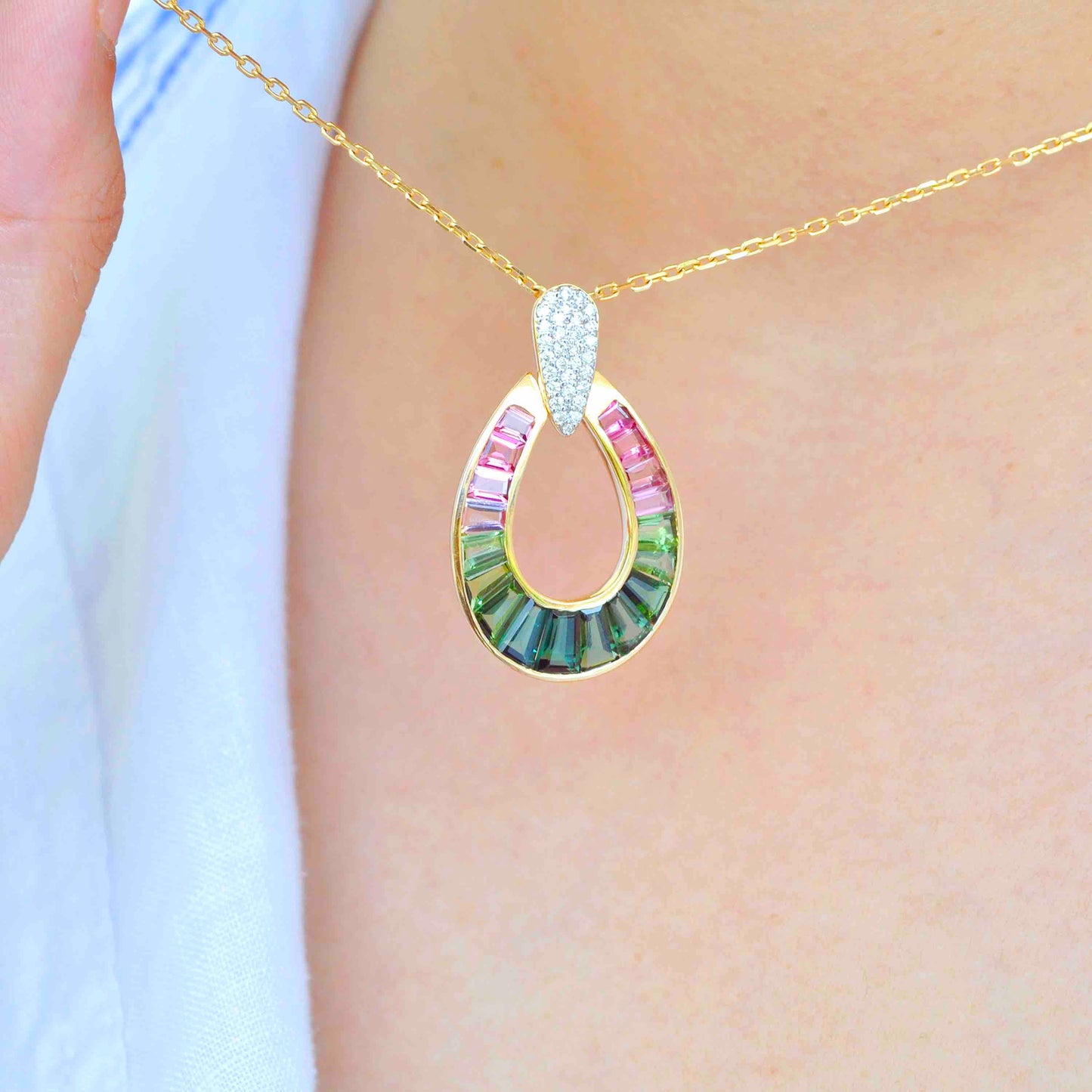 watermelon tourmaline pendant necklace