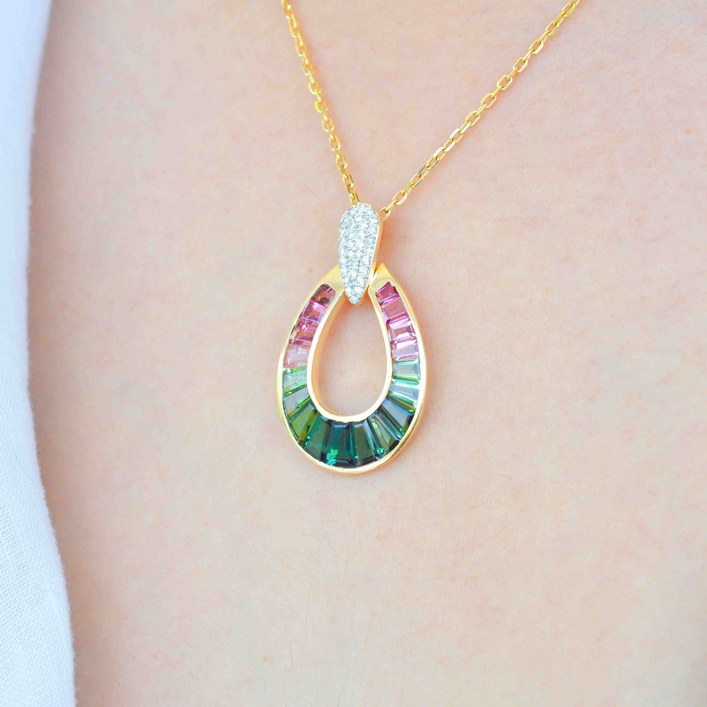watermelon tourmaline crystal pendant