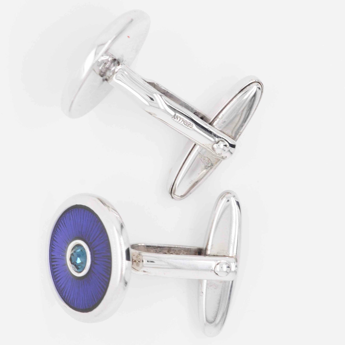 Peacock Blue Guilloché Enamel Cufflinks - Vaibhav Dhadda Jewelry