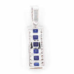 18K White Gold Blue Sapphire Diamond Pendant - Vaibhav Dhadda Jewelry