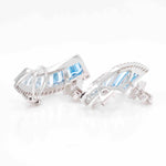 18K Gold Blue Topaz Sword Crawler Diamond Stud Earrings - Vaibhav Dhadda Jewelry