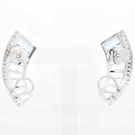 18K Gold Blue Topaz Sword Crawler Diamond Stud Earrings - Vaibhav Dhadda Jewelry