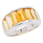 Sterling Silver Shaded Citrine Baguette Band Ring - Vaibhav Dhadda Jewellery