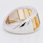 Sterling Silver Shaded Citrine Baguette Band Ring - Vaibhav Dhadda Jewellery