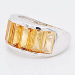 Sterling Silver Shaded Citrine Baguette Band Ring - Vaibhav Dhadda Jewellery