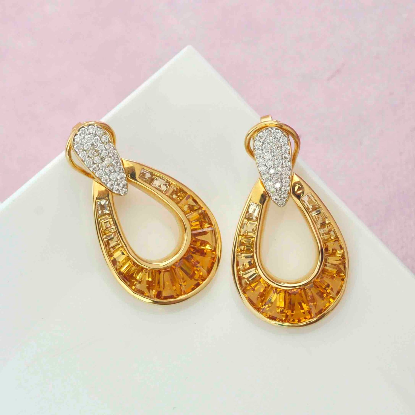 antique citrine dangle drop earrings