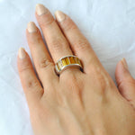 Sterling Silver Shaded Citrine Baguette Band Ring - Vaibhav Dhadda Jewellery