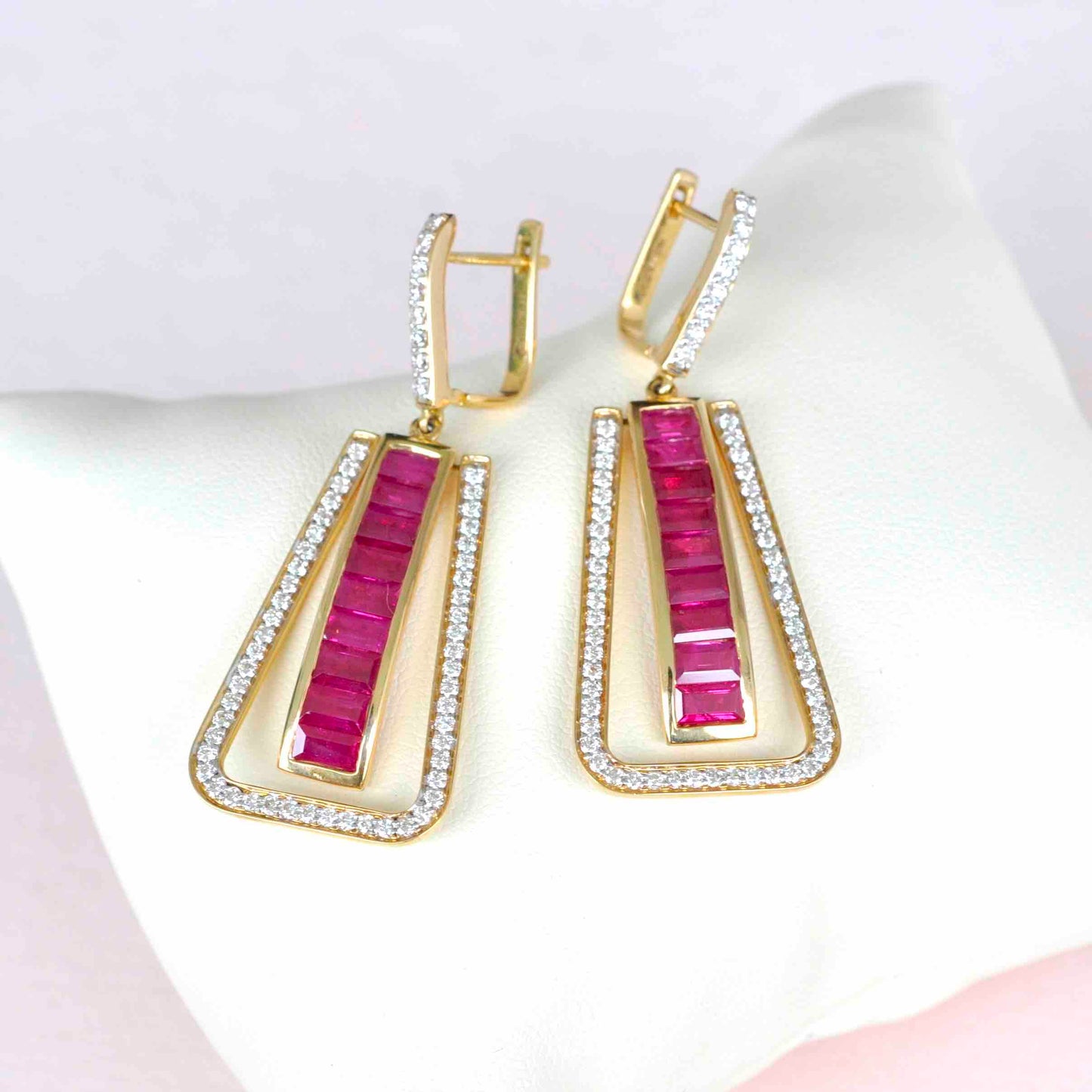 Linear ruby earrings