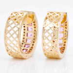 Pink sapphire huggie hoop jewelry