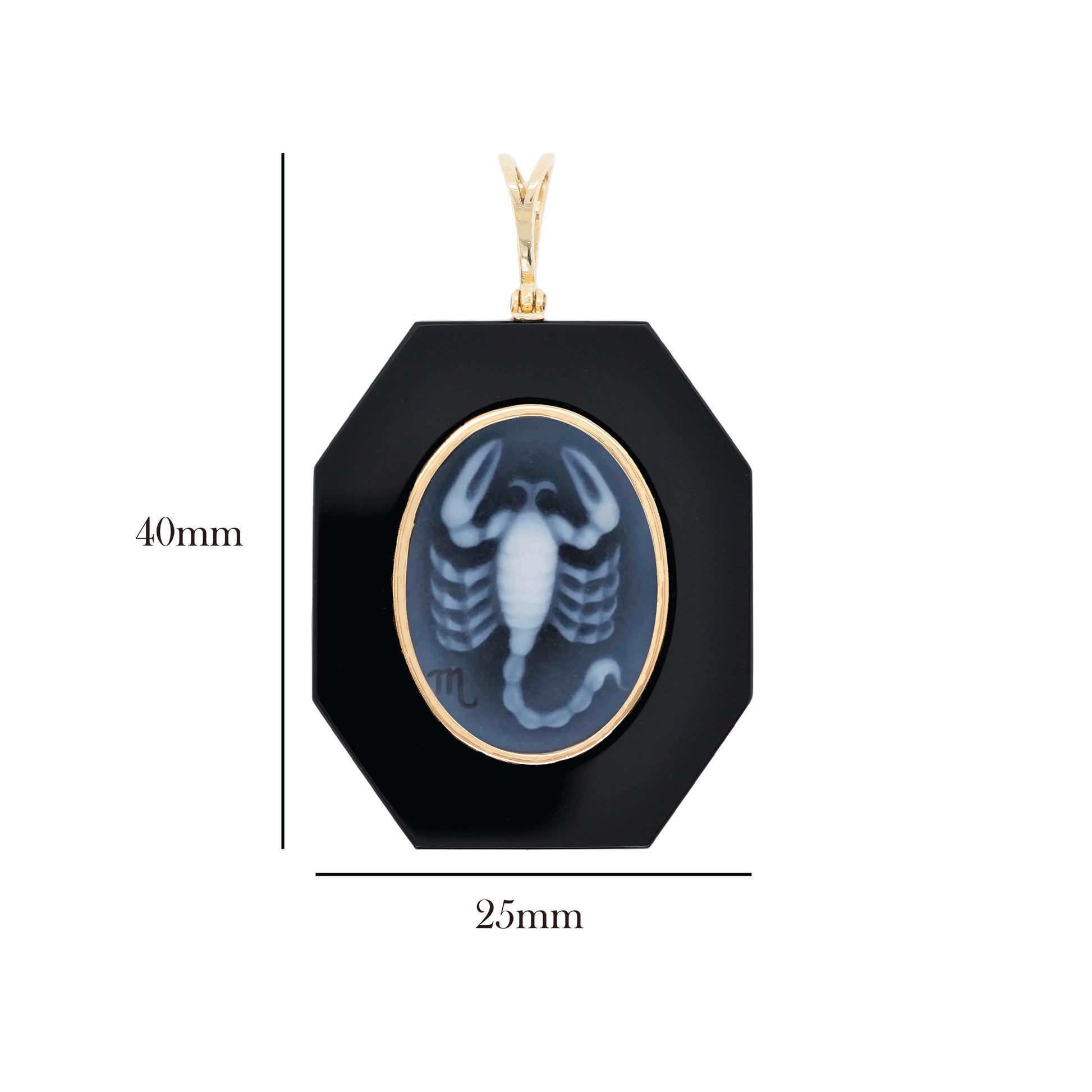 Zodiac Scorpio Symbol Illuminated on Deep Black Onyx.