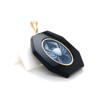 Deep Black Onyx Cancer Pendant Highlighting Crab Symbol.