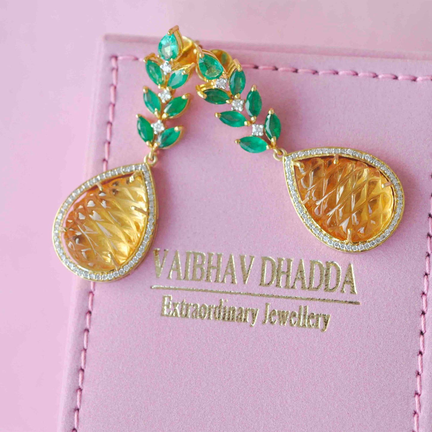Citrine Emerald Earrings